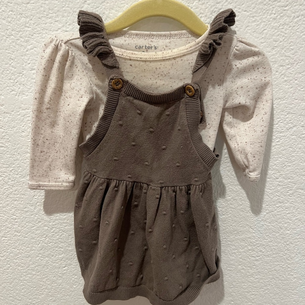 Carter's Tan Kids Overalls & Long Sleeved Bodysuit